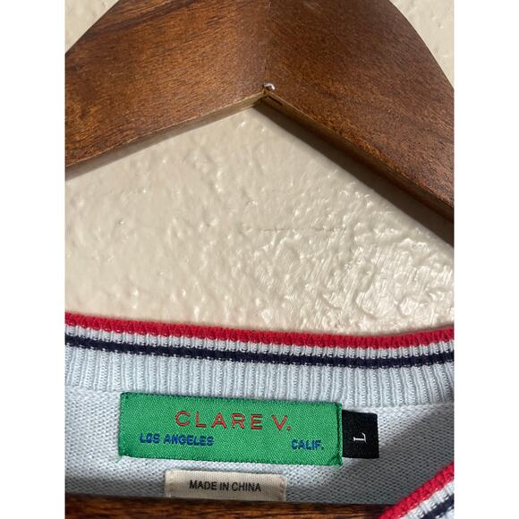 Clare V. Classic Strawberry Sweater Cotton Cashmere Womans Large - Picture 5 of 11